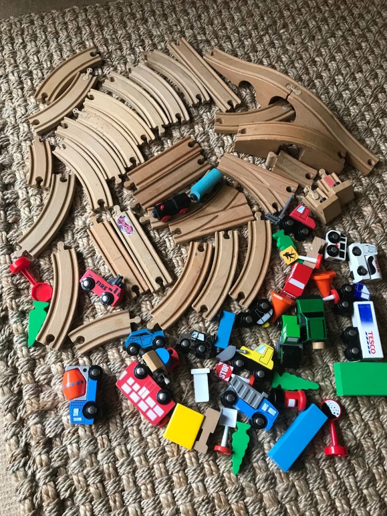 Brio style train track, bridges and vehicles 