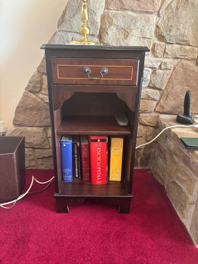 Lovely Dark Wood Cabinet with Drawer and Shelf