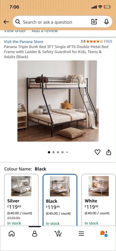 Double bunk bed frame (black) only the frame no mattress 