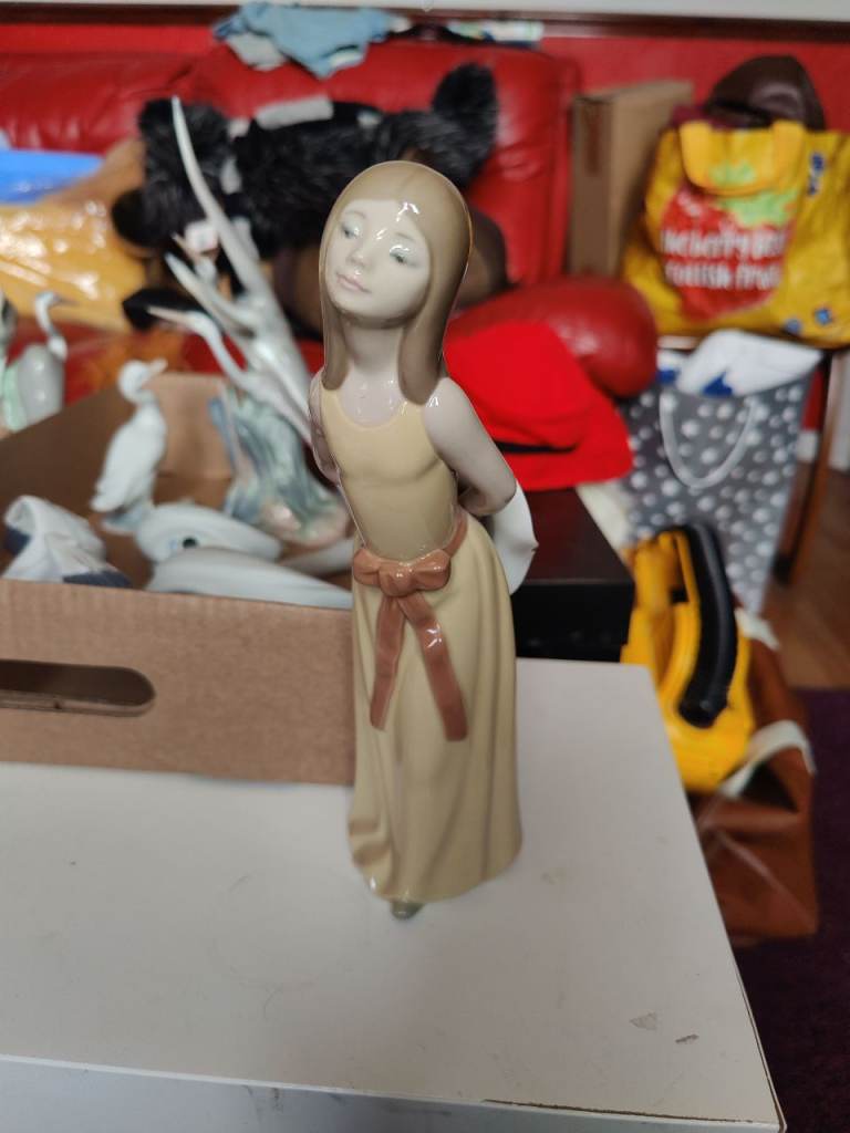 Ceramic Figurine of Girl with Ribbon - Good Condition