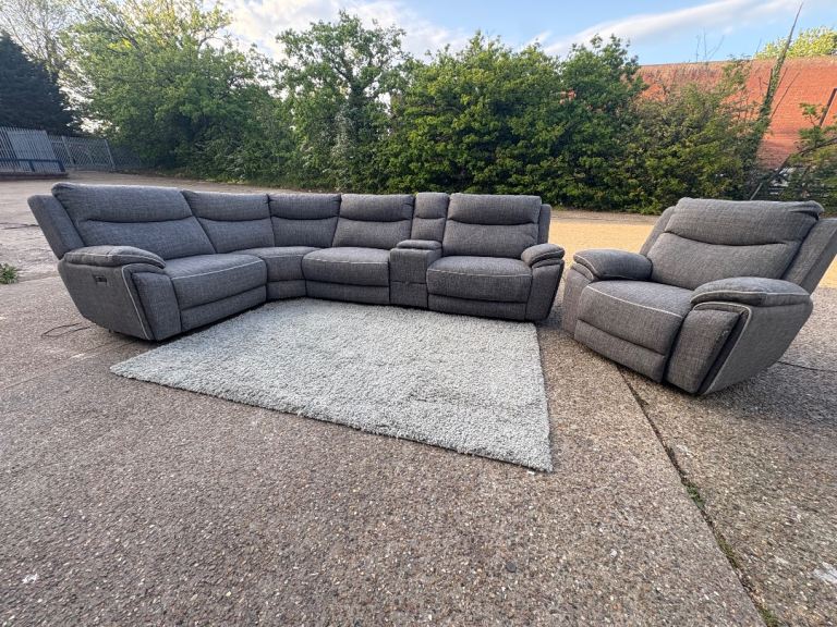 Grey DFS Trek Electric corner recliner  sofa + Matching Armchair recliner DELIVERY AVAILABLE!