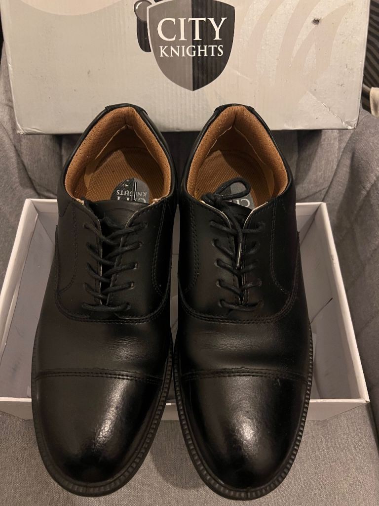 City Knights Black Leather Safety Shoes – UK 9 (S1P SRC)