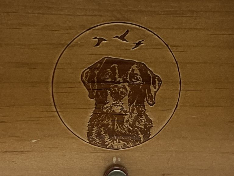 Engraved Playing Card Box Wooden Labrador Retriever Dog