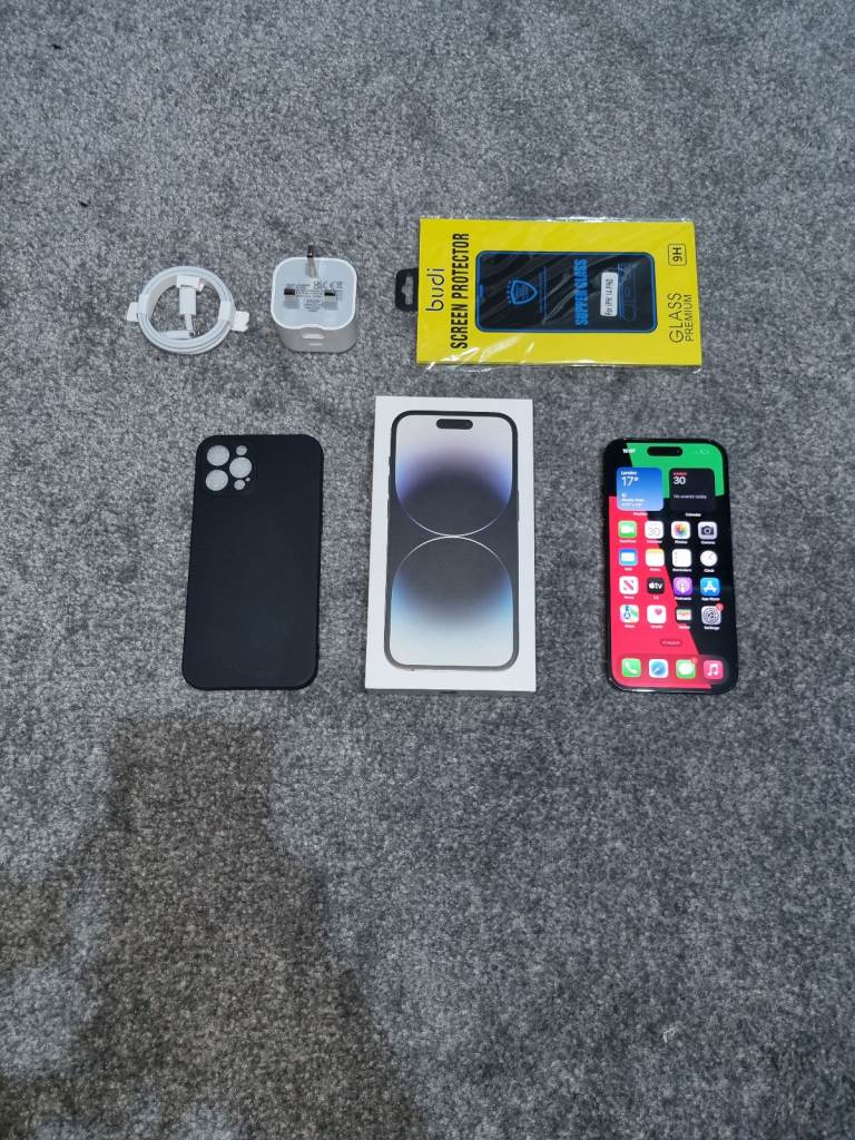 Iphone 14 Pro 5G Bundle 89% Batt 256GB Unlocked Black Warranty I Phone 