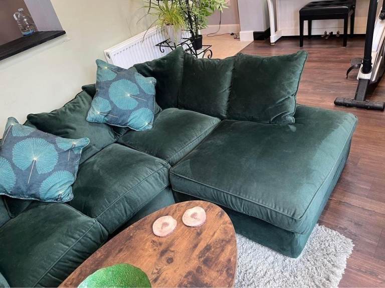 Argos Green Plush Corner Sofa 