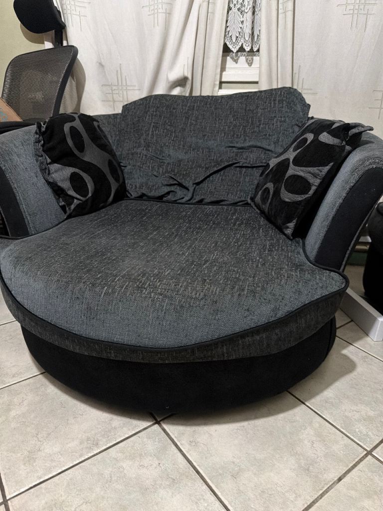 DFS Grey Fabric Swivel Cuddle Chair – Good Condition | in Seven Sisters ...