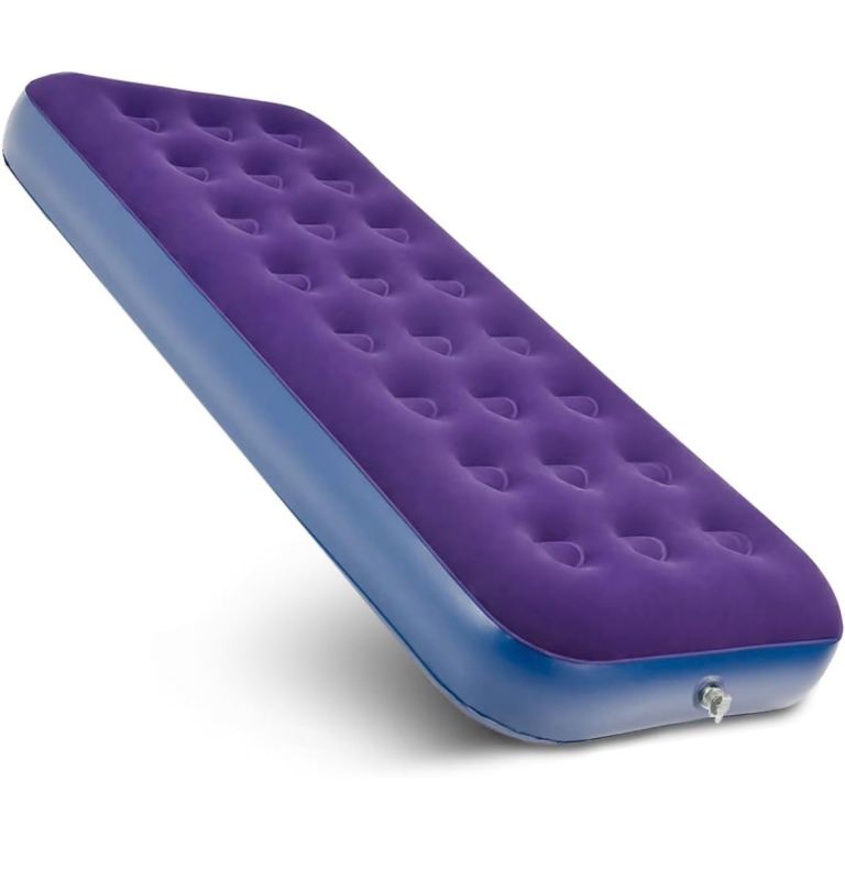 Air bed, Inflatable Mattress Blow Up Bed Single Camping Mattress Flocked Surface Coil Beam Like new