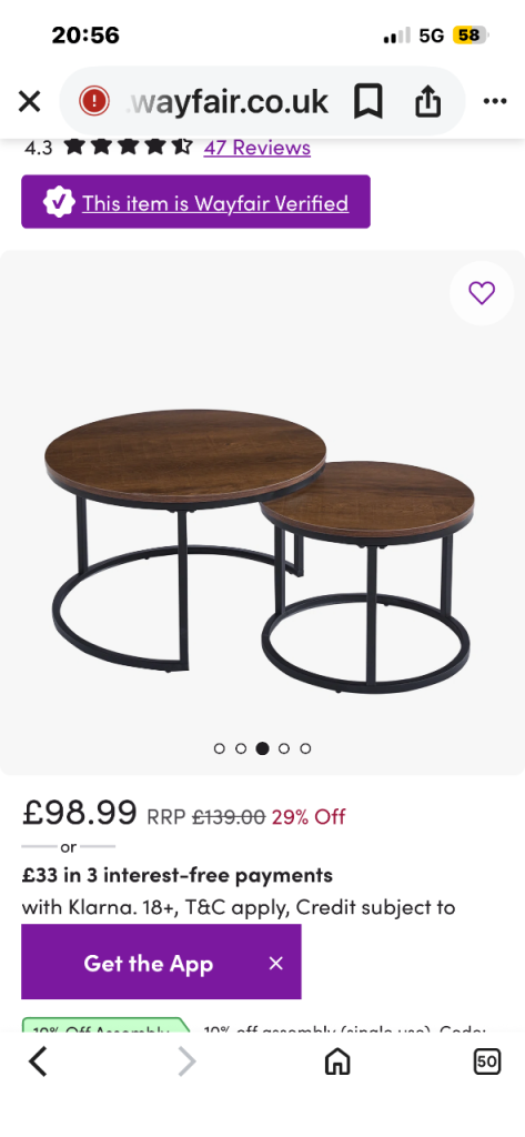 Coffee tables (new unopened)