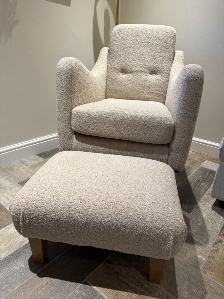 image for Mamas & Papas Bowdon Nursing Chair & Footstool Set - Oatmeal Boucle