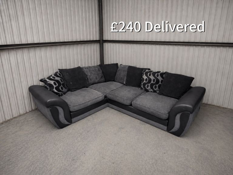DELIVERY AVAILABLE - Large DFS Grey/Black Corner Sofa 