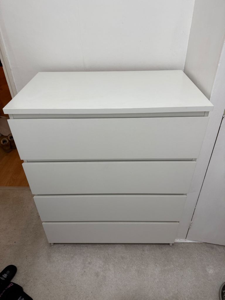 image for 1x Ikea Malm Chest of Drawers - 4 Drawers