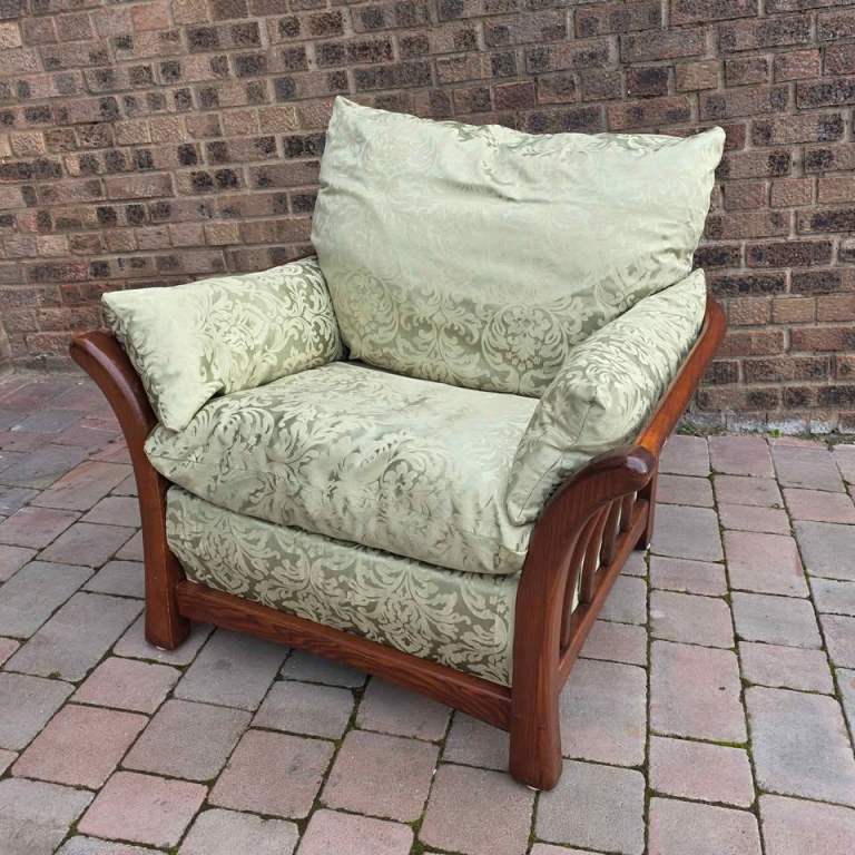 Danish Armchair, Solid Oak  Newly Re-upholstered 
