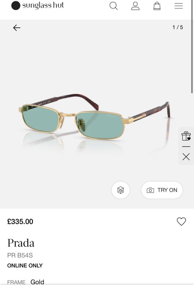 Prada gold sunglasses with green lenses PR B54S