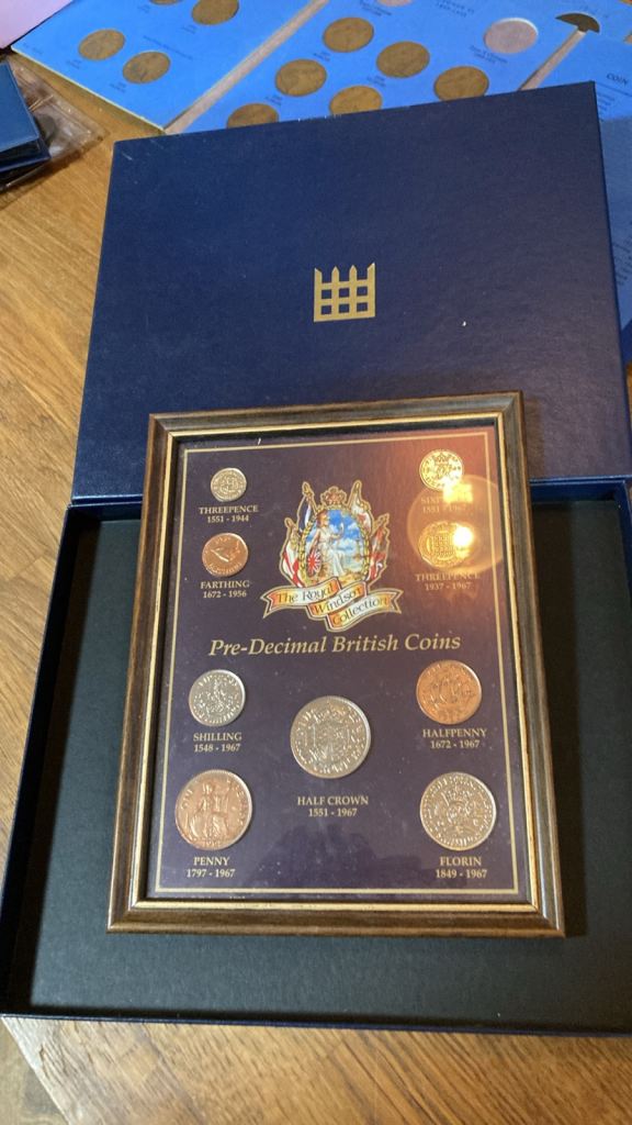 Pre-Decimal British Coin Collection in Frame – Good Condition