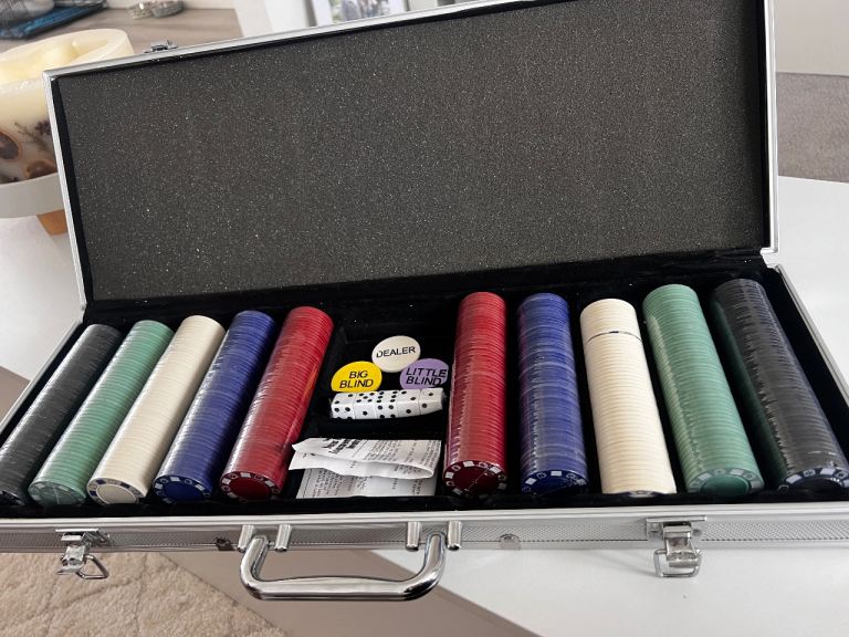 Poker chips set around 500