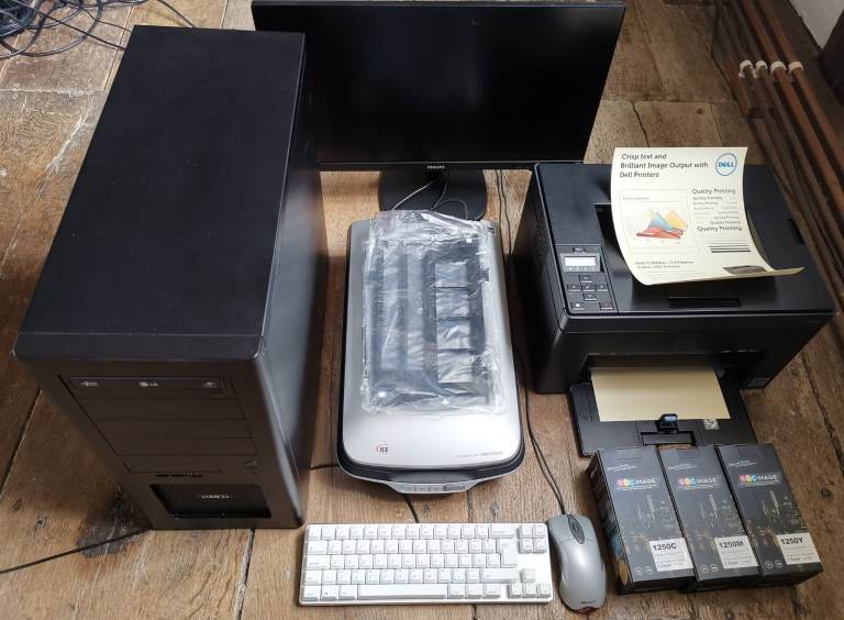 PC Monitor Laser Printer Scanner Keyboard Mouse - Complete System