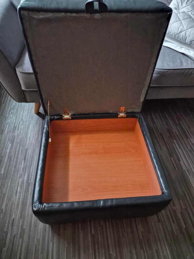 Sofology Storage Footstool. Grey Leather. 