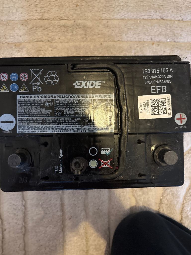 Exide car battery. 1S0 915 105 A
