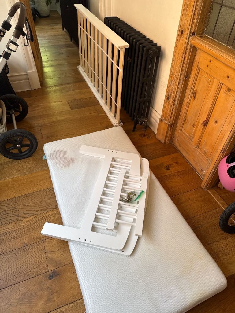 Baby Cot with Mattress – White, Used Condition