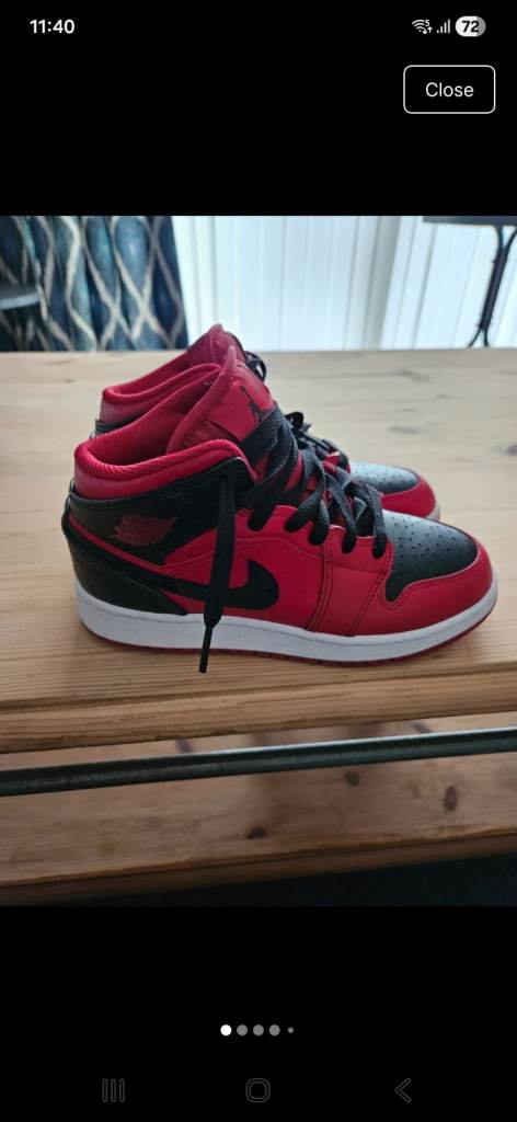 Nike Air Jordan 1 Mid Kids Trainers – Red/Black, Good Condition