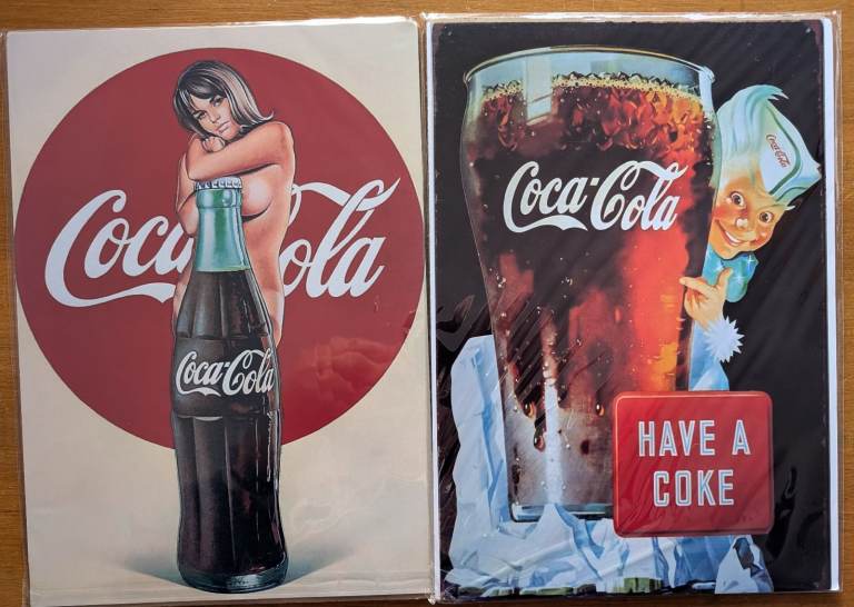 2 x Coca-Cola High Gloss Prints Home Wall Art - Vintage Advertising Posters : A4 