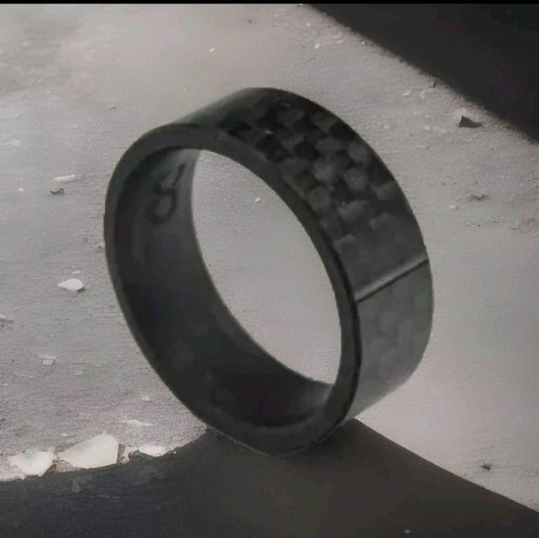 Mens Carbon Fibre Black Ring Size R