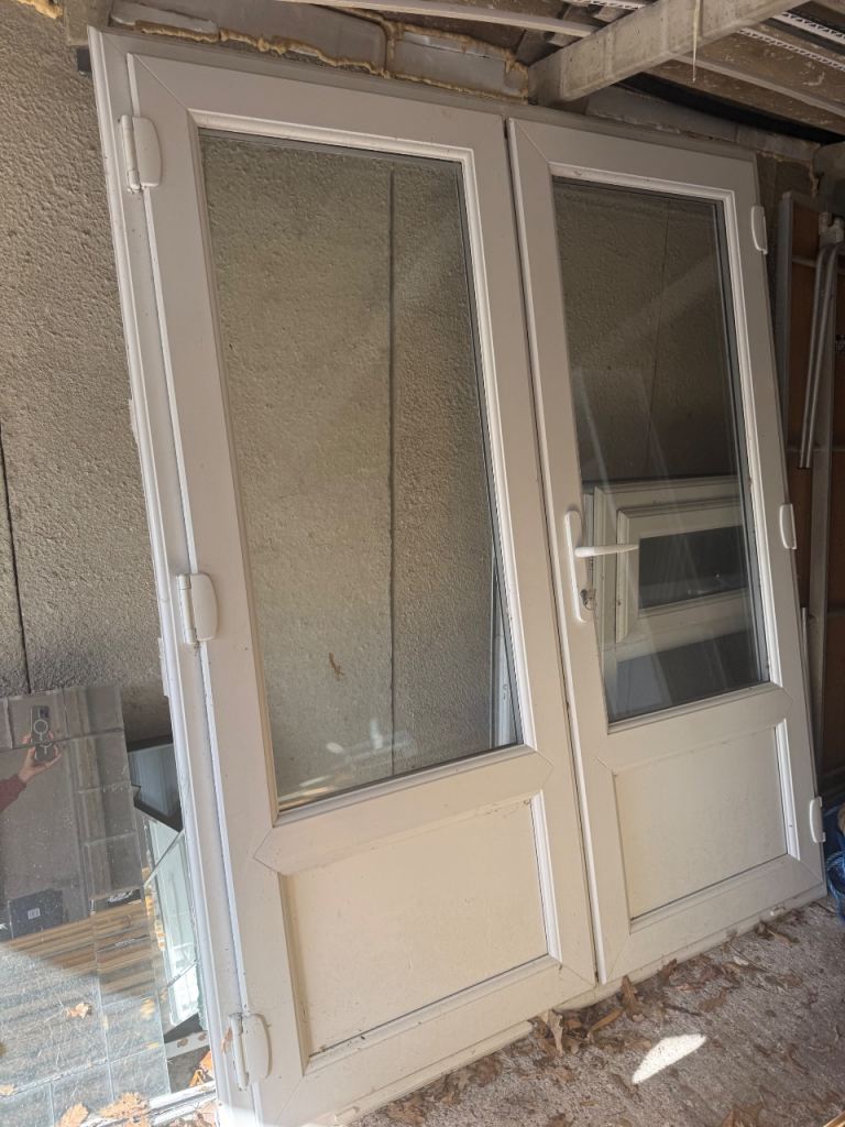 White uPVC Double Glazed French Doors – Good Condition