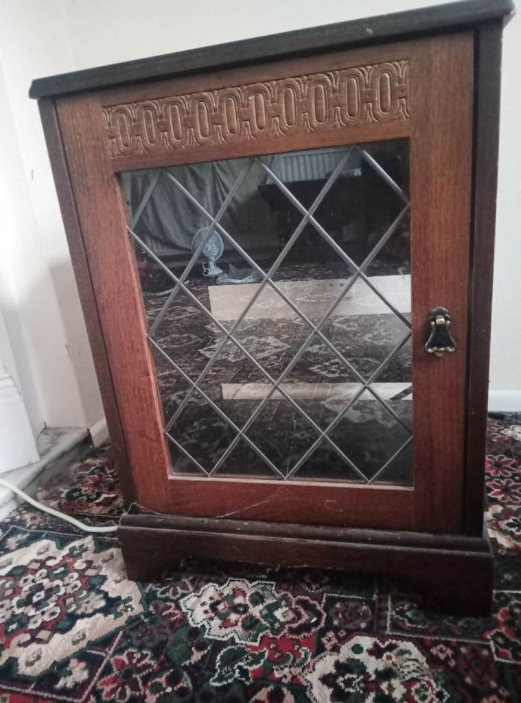 Vintage dark oak glass unit for home 