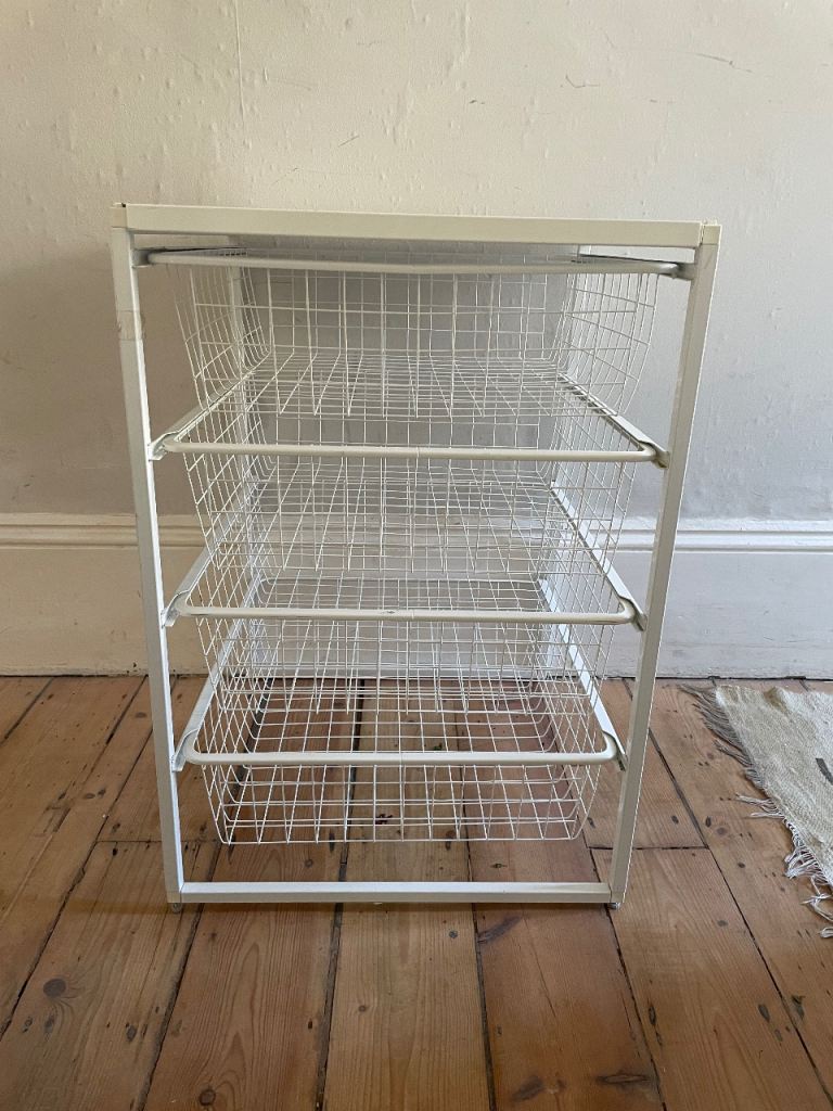 Ikea Metal Storage Unit with 4 Wire Baskets – Good Condition