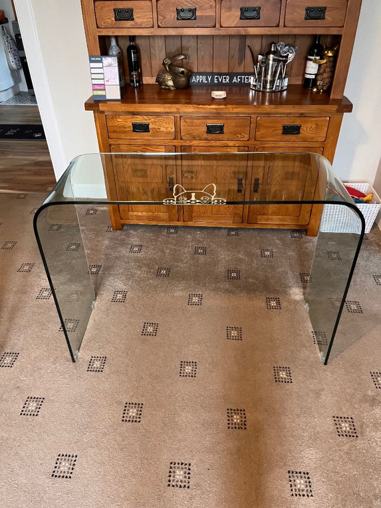 Glass console table 
