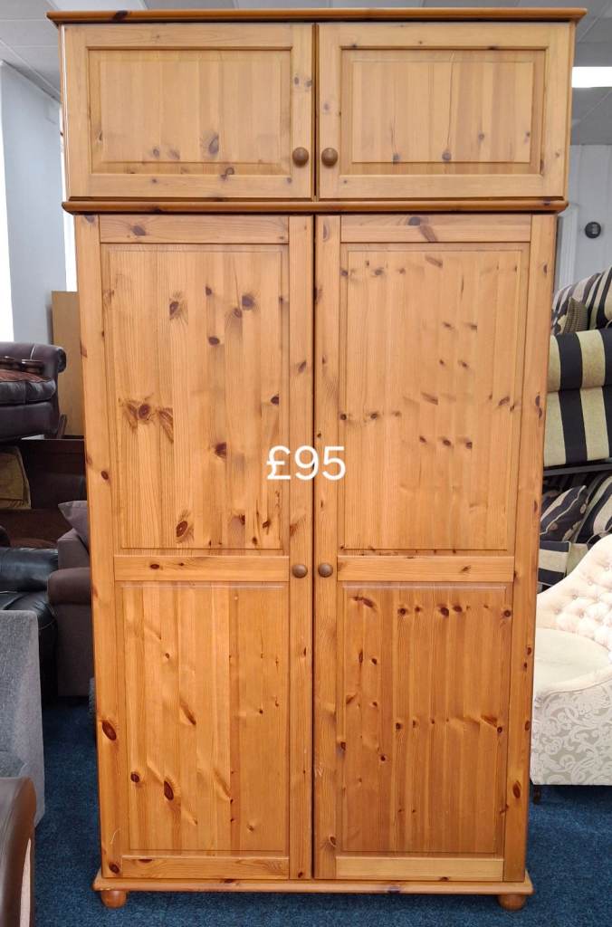 Large pine wardrobe with detachable topbox local delivery available 