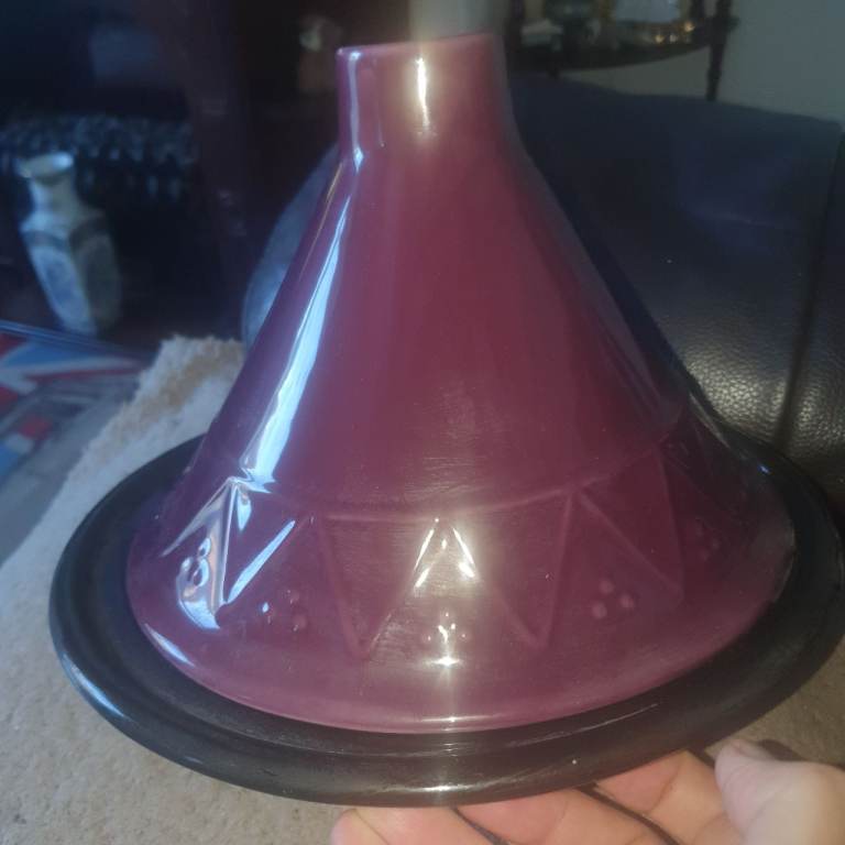 Purple & Black , Ceramic Tagine , 11 in Wide , 7 in Tall, VGC, Hardly Used, Clean, Very Useful. 