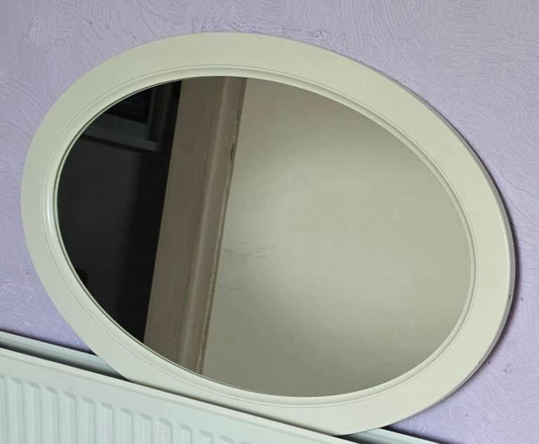 Off White Oval Mirror