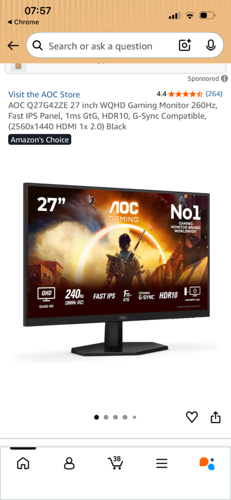 260hz gaming monitor 1440p aoc