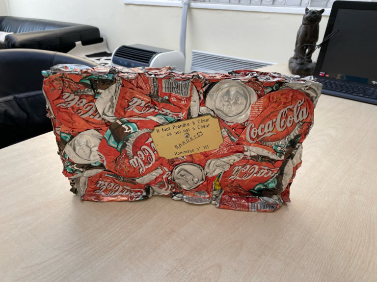 Sculpture Compression COCA COLA DESIGN RECYCLED CAN ART Aluminum ❤️
