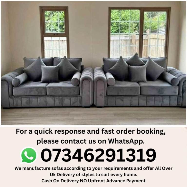 Stylish Grey Fabric Corner Sofa Set – New