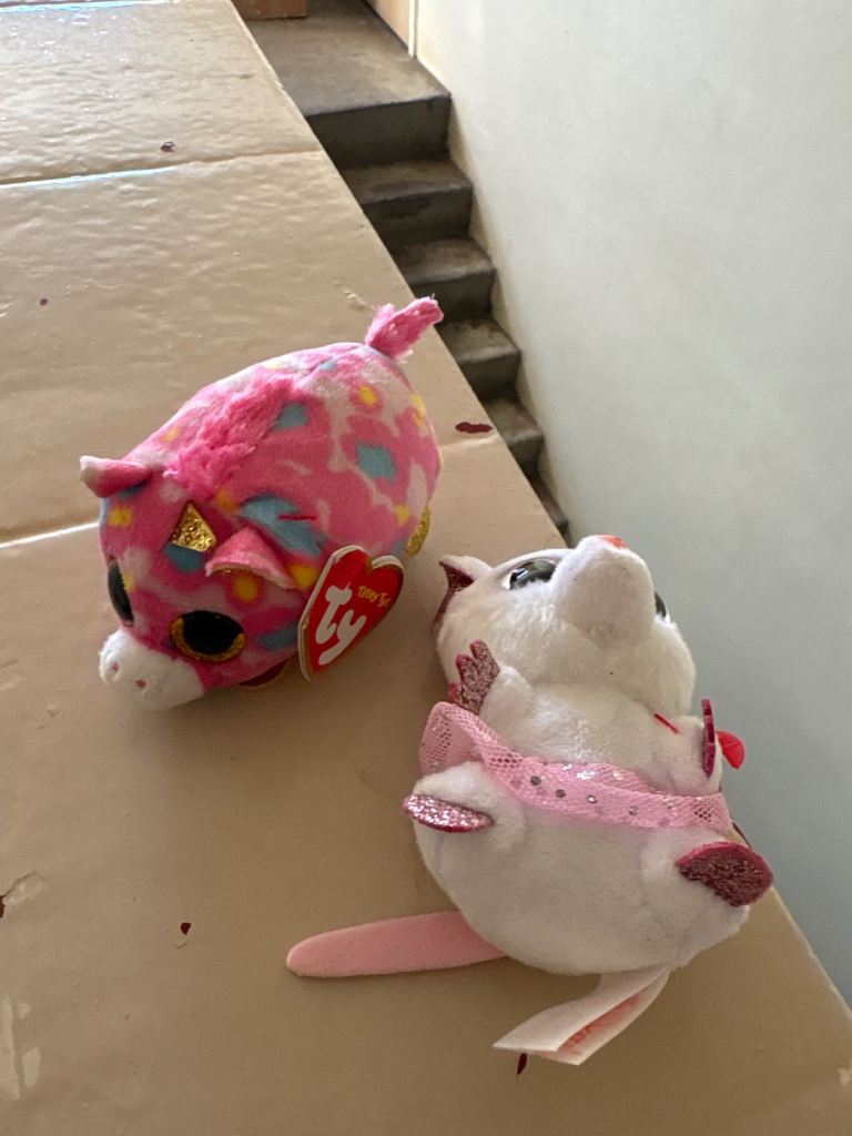 Ty Beanie Boo Plush Toys - Pink Unicorn & White Cat
