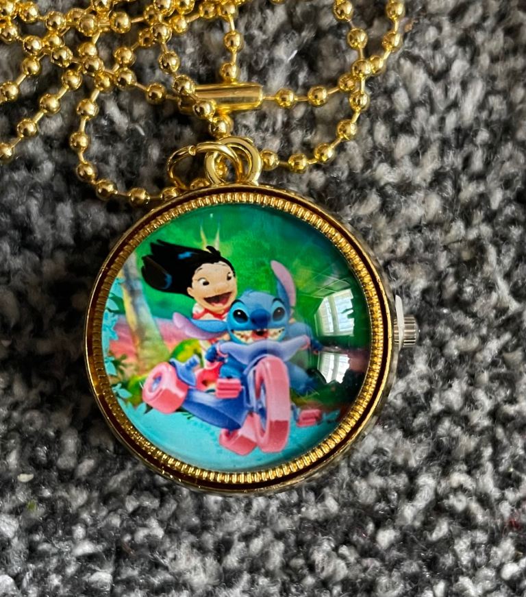 Disney lilo and stitch pocket necklace watch brand new 