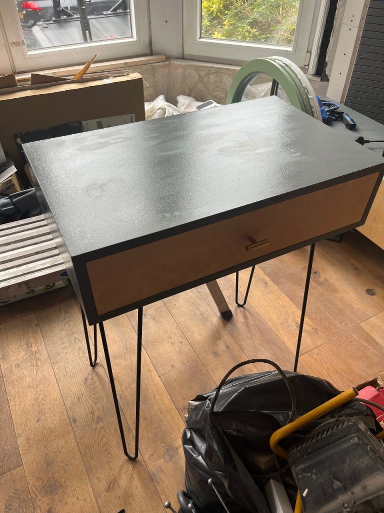 Bedside table on hairpin legs 