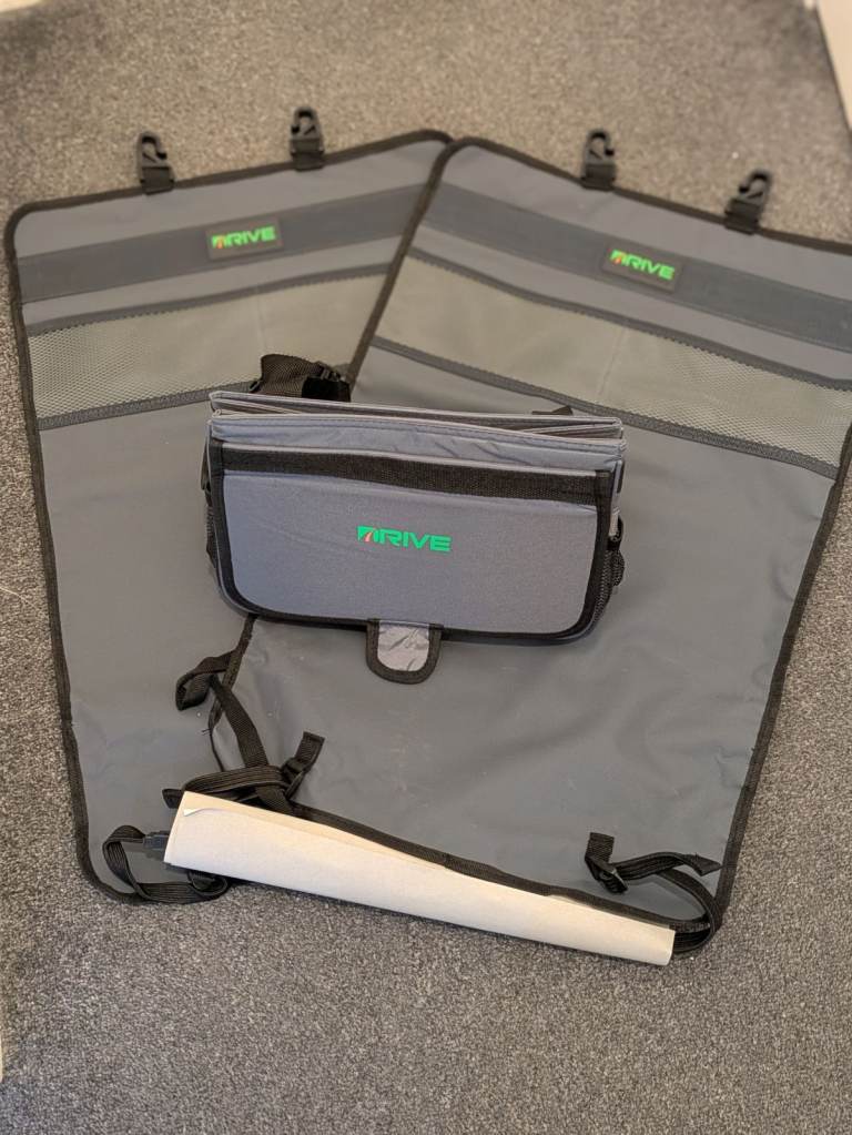 Heavy Duty Kick Mat (2 Pack) + Car tidy caddy bin by Drive