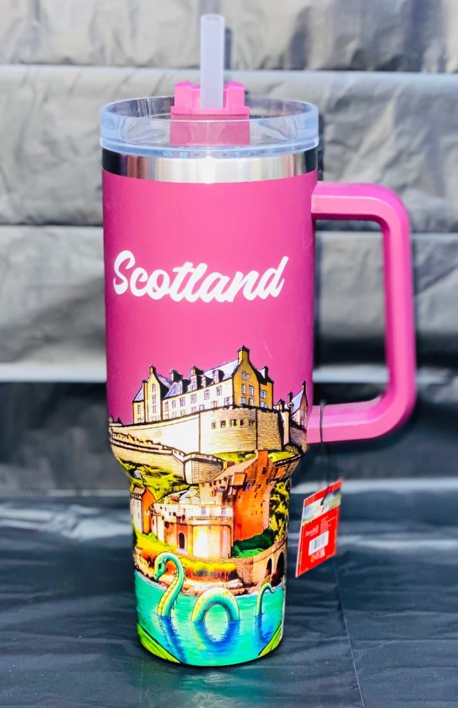 New Scotland Travel Mug with Handle & Straw