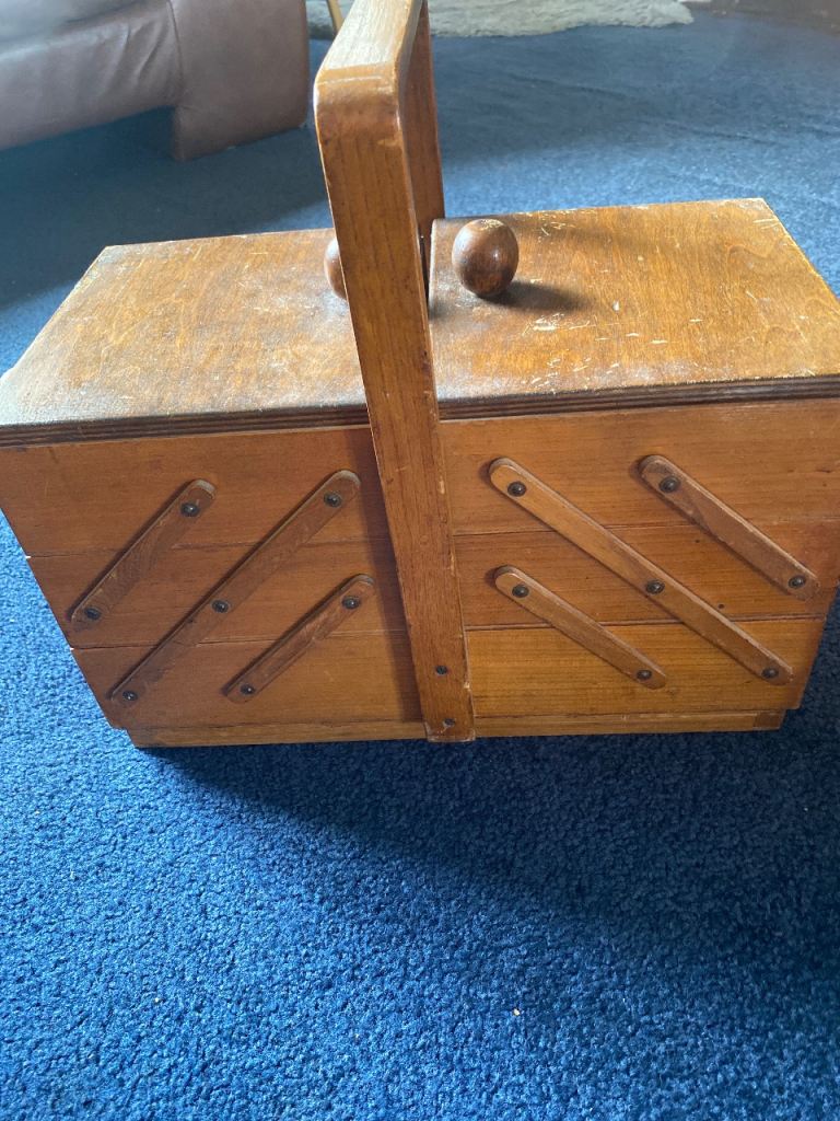 Vintage Wooden Sewing Box