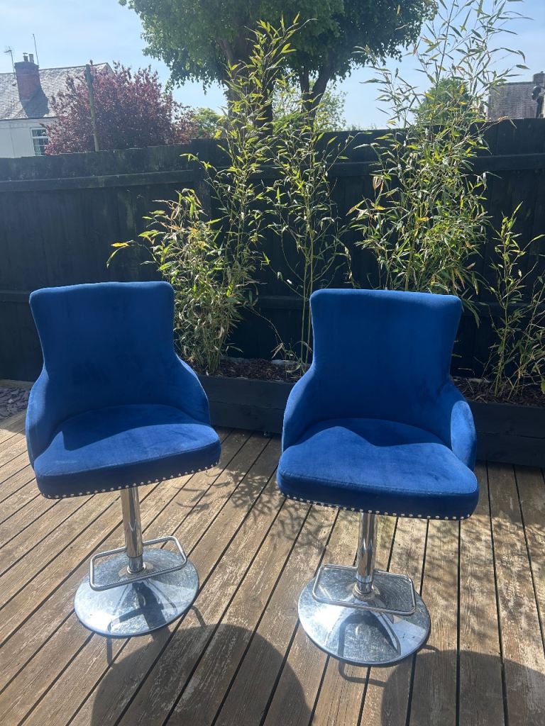Velvet blue bar stools