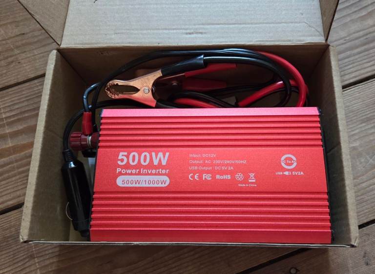 500W Car/Van Power Inverter 12V DC to 230V/240V AC - 1000W Peak with USB & Accessories