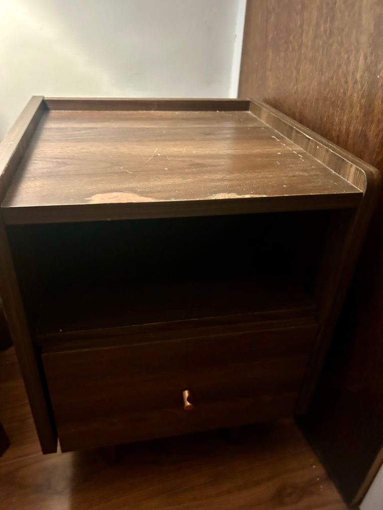 Bedside Table Walnut Veneer 