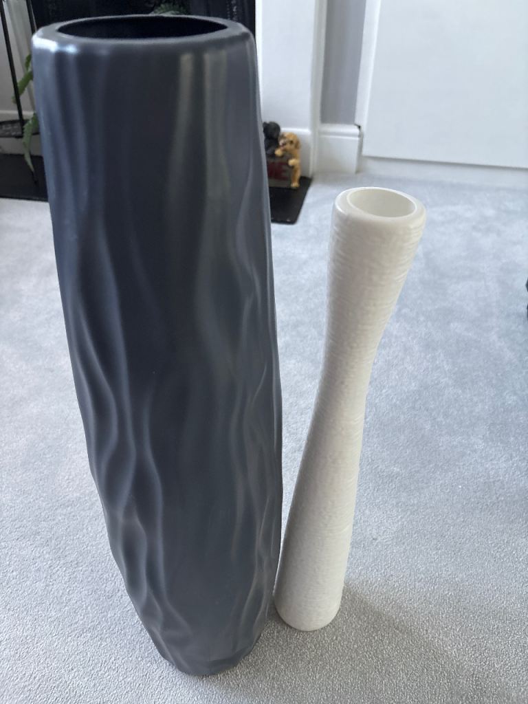 Two Decorative Vases – Grey and White, Good Condition