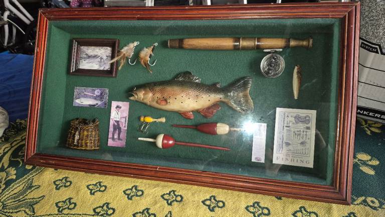 Fishing memorabilia framed fly Fishing watercolour 