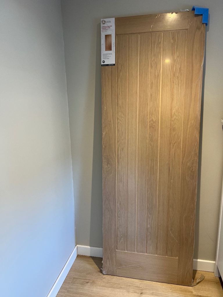 NEW Unfinished Oak Internal Fire Door - Cottage Style, 2040 x 726mm