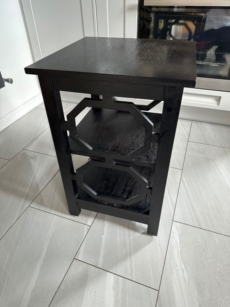 Black Wooden side Table with Shelves – 40cm Square