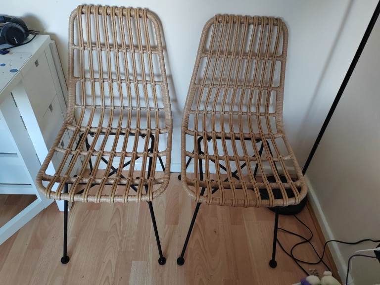 image for VonHaus Dinning Chair Set Rattan Effect